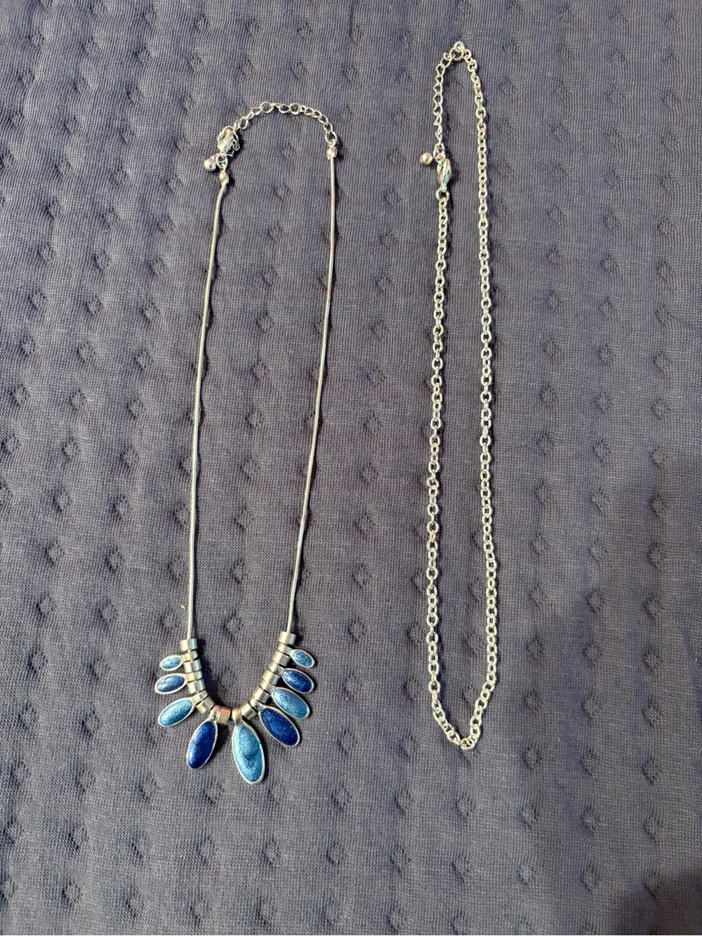 Silver-Tone Necklace with Blue Teardrop Stone Accent bundle
